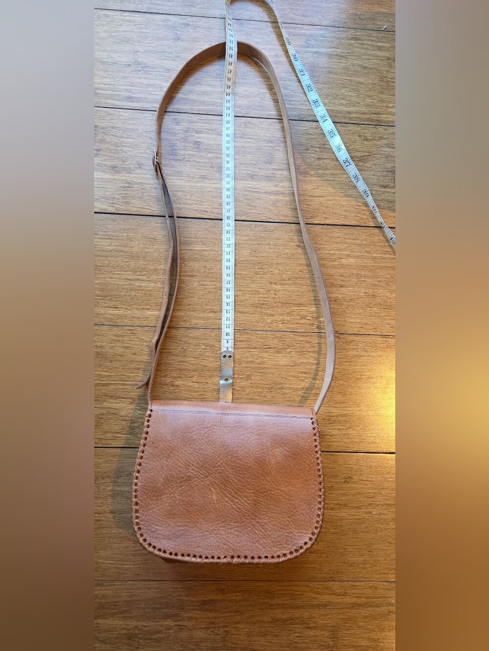 Handcrafted Leather Crossbody Bag in Tan - Picture 3 of 7